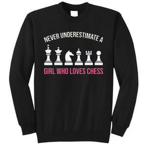 Never Underestimate A Who Loves Chess Tall Sweatshirt