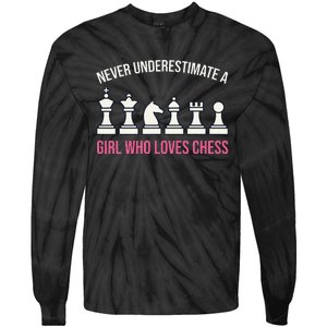 Never Underestimate A Who Loves Chess Tie-Dye Long Sleeve Shirt