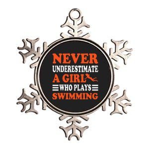 Never Underestimate A Who Plays Swimming Funny Metallic Star Ornament