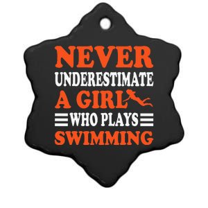 Never Underestimate A Who Plays Swimming Funny Ceramic Star Ornament