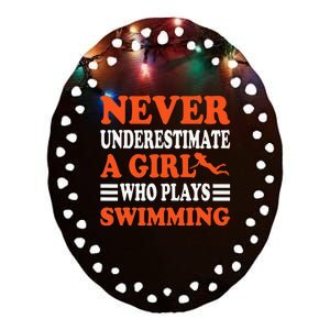 Never Underestimate A Who Plays Swimming Funny Ceramic Oval Ornament