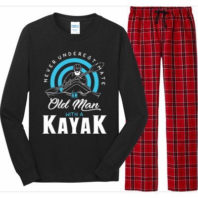 Never Underestimate An Old Man With A Kayak Long Sleeve Pajama Set