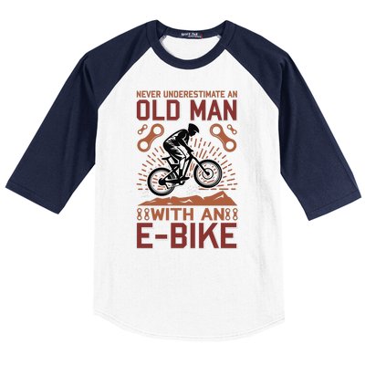 Never Underestimate An Old Man With An E Bike Baseball Sleeve Shirt