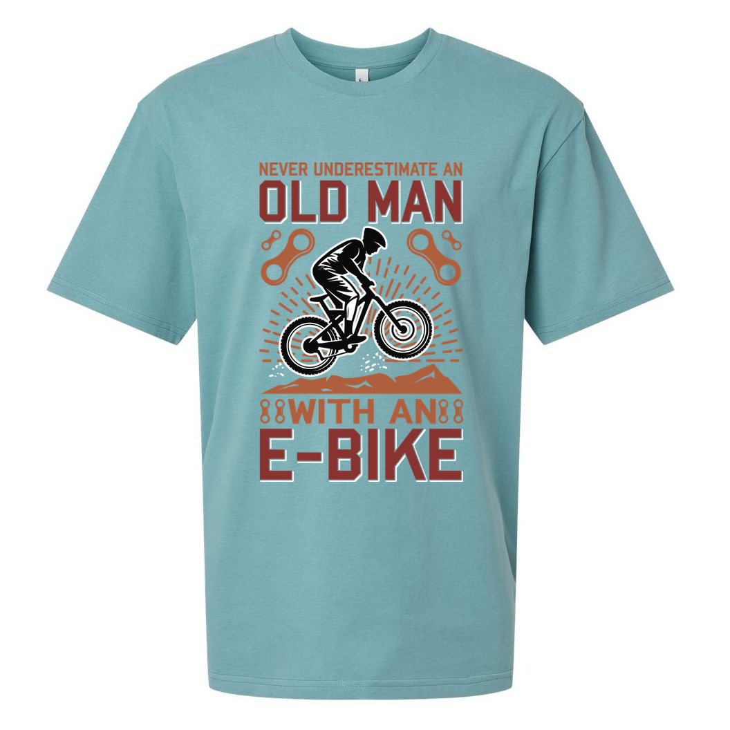 Never Underestimate An Old Man With An E Bike Sueded Cloud Jersey T-Shirt