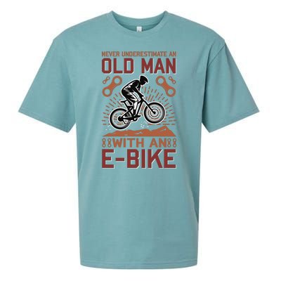 Never Underestimate An Old Man With An E Bike Sueded Cloud Jersey T-Shirt