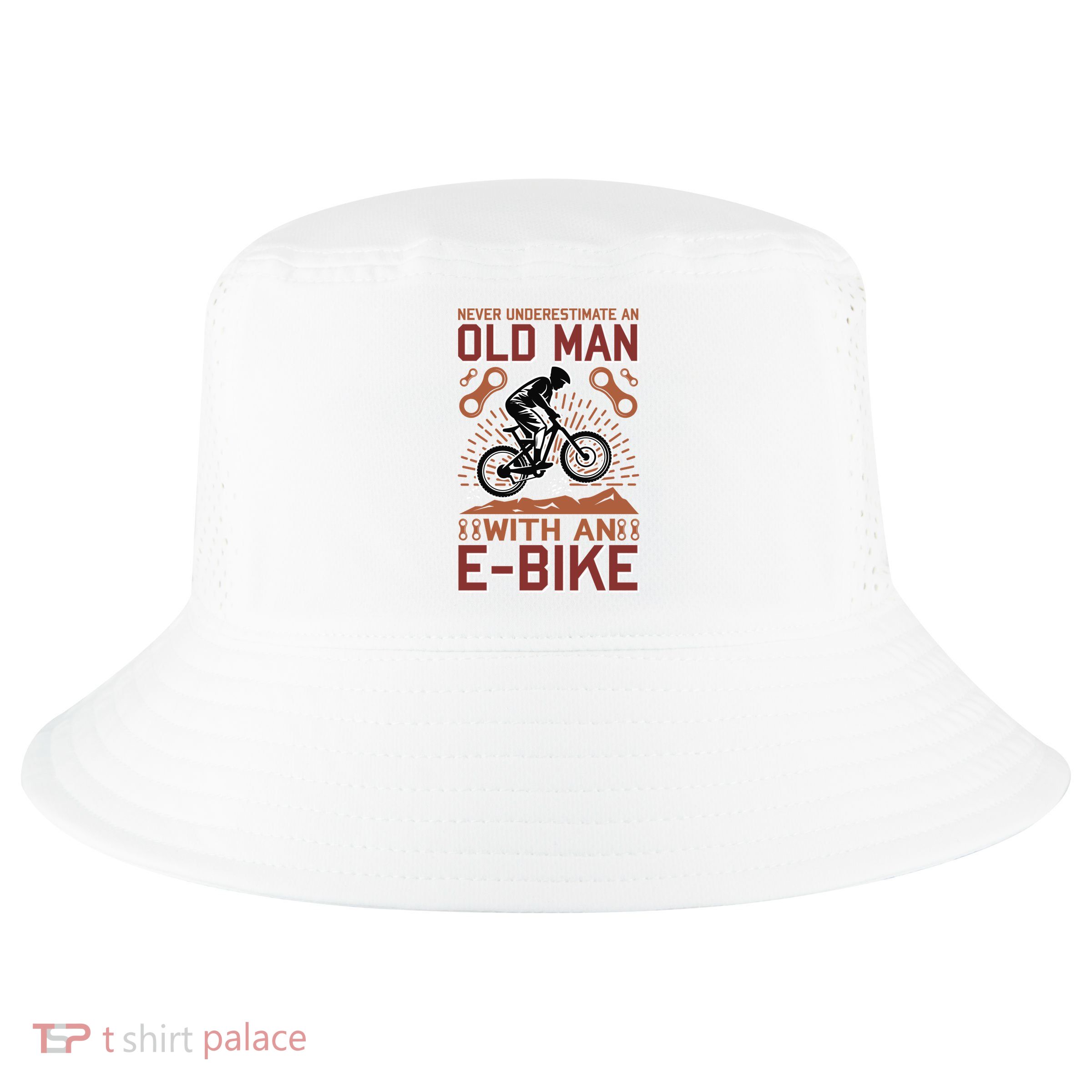 Never Underestimate An Old Man With An E Bike Cool Comfort Performance Bucket Hat