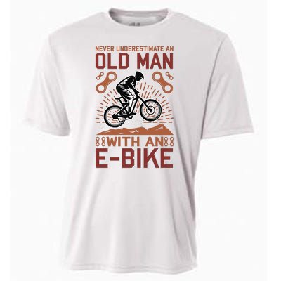 Never Underestimate An Old Man With An E Bike Cooling Performance Crew T-Shirt