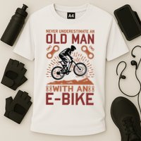 Never Underestimate An Old Man With An E Bike Cooling Performance Crew T-Shirt