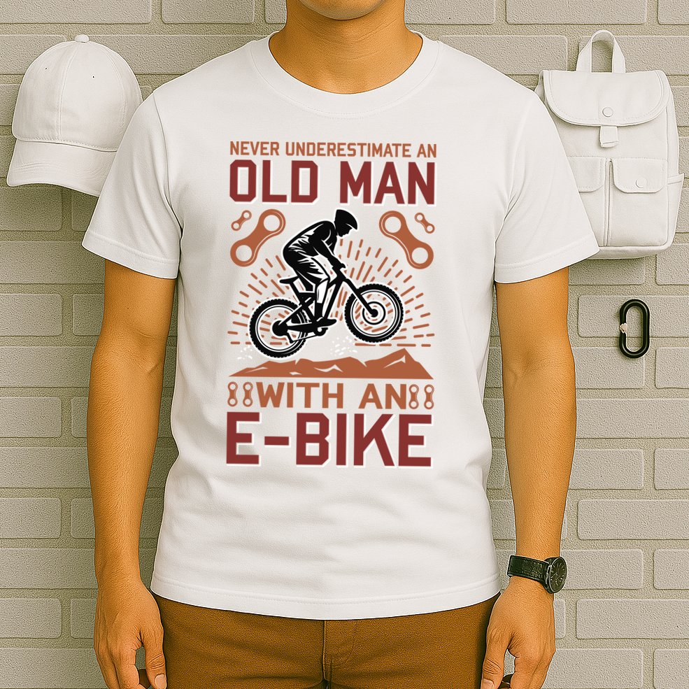 Never Underestimate An Old Man With An E Bike T-Shirt