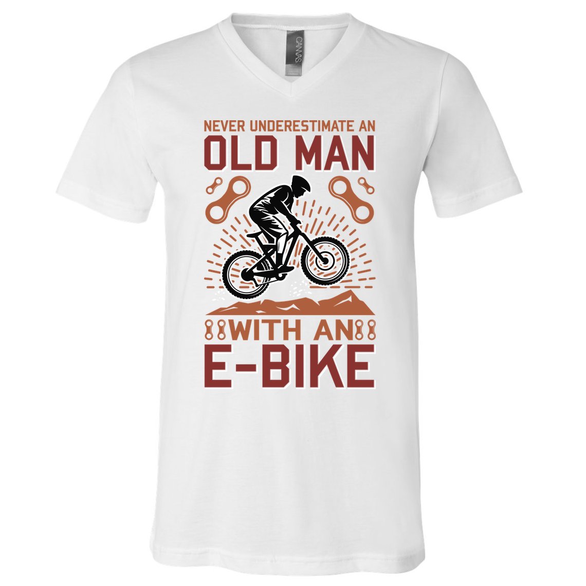 Never Underestimate An Old Man With An E Bike V-Neck T-Shirt
