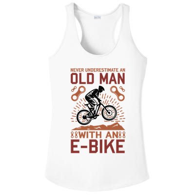 Never Underestimate An Old Man With An E Bike Ladies PosiCharge Competitor Racerback Tank