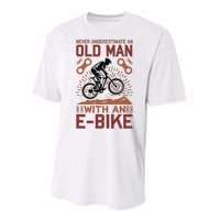 Never Underestimate An Old Man With An E Bike Performance Sprint T-Shirt