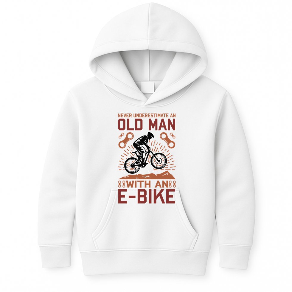 Never Underestimate An Old Man With An E Bike Kids Hoodie