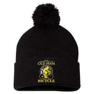 Never Underestimate An Old Man With A Bicycle Pom Pom 12in Knit Beanie