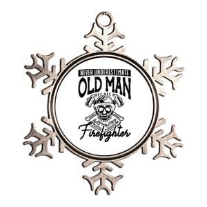 Never Underestimate An Old Who Was A Firefighter Firefig Gift Metallic Star Ornament