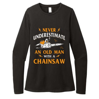 Never Underestimate An Old Man Lumberjack Chainsaw & Logger Womens CVC Long Sleeve Shirt