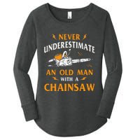 Never Underestimate An Old Man Lumberjack Chainsaw & Logger Women's Perfect Tri Tunic Long Sleeve Shirt