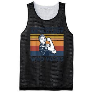 Never Underestimate An Old Lady Who Votes Feminist Gift Mesh Reversible Basketball Jersey Tank