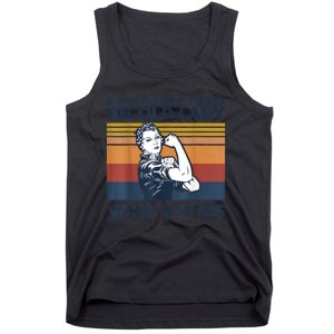 Never Underestimate An Old Lady Who Votes Feminist Gift Tank Top