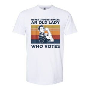 Never Underestimate An Old Lady Who Votes Feminist Gift Softstyle CVC T-Shirt