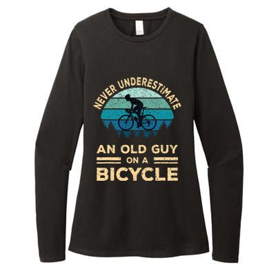 Never Underestimate An Old Guy On A Bicycle Funny Cycling Womens CVC Long Sleeve Shirt