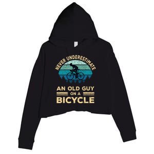 Never Underestimate An Old Guy On A Bicycle Funny Cycling Crop Fleece Hoodie