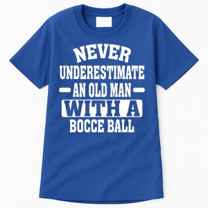 Never Underestimate An Old With A Boccee Ball Gift For Father Day Tall T-Shirt