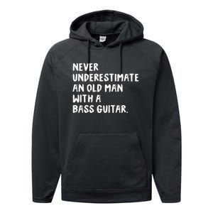 Never Underestimate An Old Man With A Bass Guitar Musician Performance Fleece Hoodie