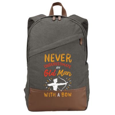 Never Underestimate An Old Man With A Bow Archery Vintage Cotton Canvas Backpack