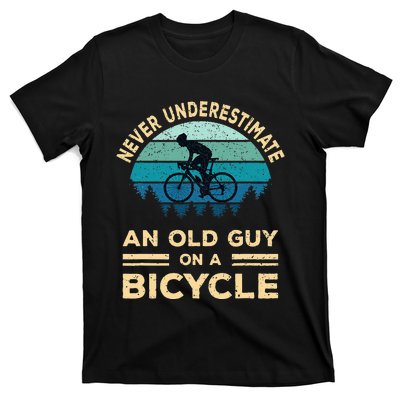 Never Underestimate An Old Guy On A Bicycle Funny Cycling T-Shirt