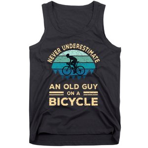 Never Underestimate An Old Guy On A Bicycle Funny Cycling Tank Top