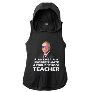 Never Underestimate A Public School Teacher Tim Walz 2024 Ladies PosiCharge Tri-Blend Wicking Draft Hoodie Tank