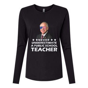 Never Underestimate A Public School Teacher Tim Walz 2024 Womens Cotton Relaxed Long Sleeve T-Shirt