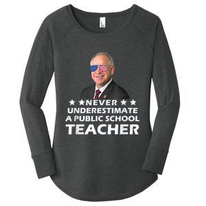 Never Underestimate A Public School Teacher Tim Walz 2024 Women's Perfect Tri Tunic Long Sleeve Shirt