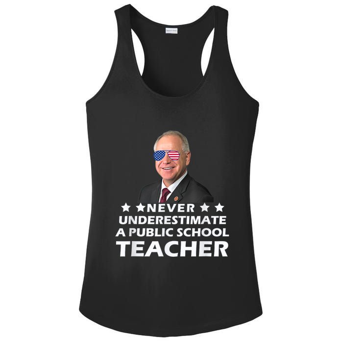 Never Underestimate A Public School Teacher Tim Walz 2024 Ladies PosiCharge Competitor Racerback Tank