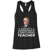 Never Underestimate A Public School Teacher Tim Walz 2024 Women's Racerback Tank