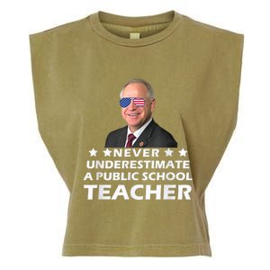 Never Underestimate A Public School Teacher Tim Walz 2024 Garment-Dyed Women's Muscle Tee