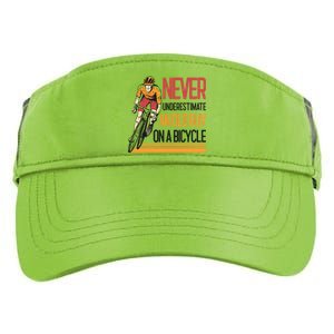 Never Underestimate An Old Guy On A Bicycle Funny Cycling Adult Drive Performance Visor