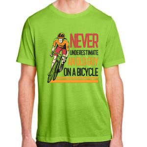 Never Underestimate An Old Guy On A Bicycle Funny Cycling Adult ChromaSoft Performance T-Shirt