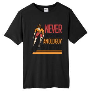 Never Underestimate An Old Guy On A Bicycle Funny Cycling Tall Fusion ChromaSoft Performance T-Shirt