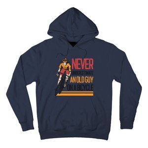 Never Underestimate An Old Guy On A Bicycle Funny Cycling Hoodie