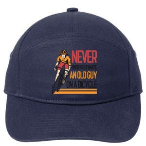 Never Underestimate An Old Guy On A Bicycle Funny Cycling 7-Panel Snapback Hat