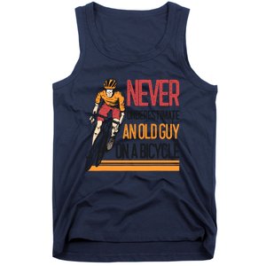 Never Underestimate An Old Guy On A Bicycle Funny Cycling Tank Top