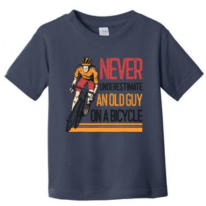 Never Underestimate An Old Guy On A Bicycle Funny Cycling Toddler T-Shirt