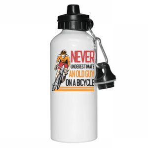 Never Underestimate An Old Guy On A Bicycle Funny Cycling Aluminum Water Bottle