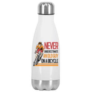 Never Underestimate An Old Guy On A Bicycle Funny Cycling Stainless Steel Insulated Water Bottle