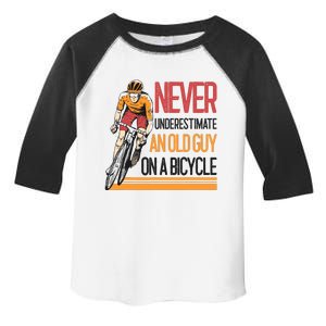 Never Underestimate An Old Guy On A Bicycle Funny Cycling Toddler Fine Jersey T-Shirt