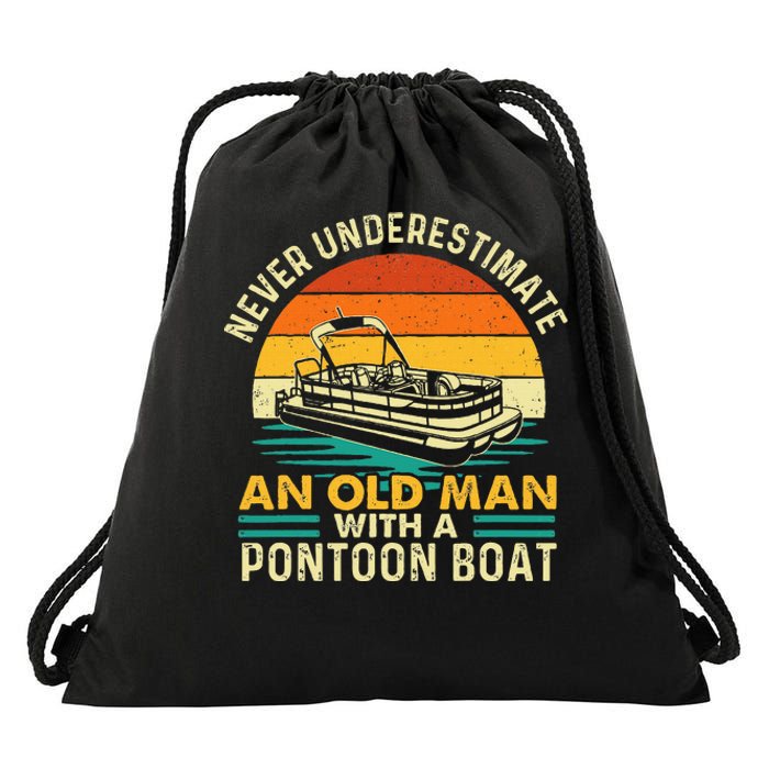 Never Underestimate An Old Man With Pontoon Boat Drawstring Bag