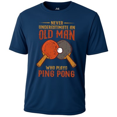 Never Underestimate An Old Man Who Plays Ping Pong Sport Performance Shirt