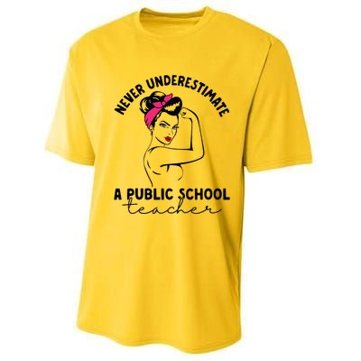 Never Underestimate A Public School Teacher Public Education Performance Sprint T-Shirt